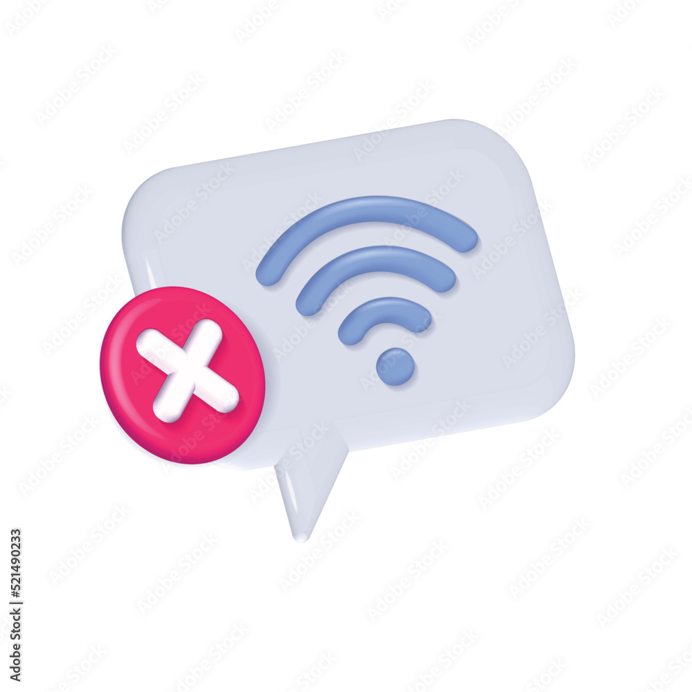 3d realistic NO wireless connection sharing network design isolated on background .Trendy and modern vector render cartoon style. 3d realistic NO wireless connection sharing network design isolated on background .Trendy and modern vector render cartoon style.