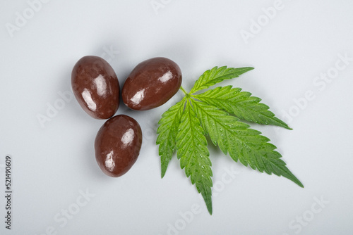 chocolate candy with thc,cannabis recreational sweet drugs.