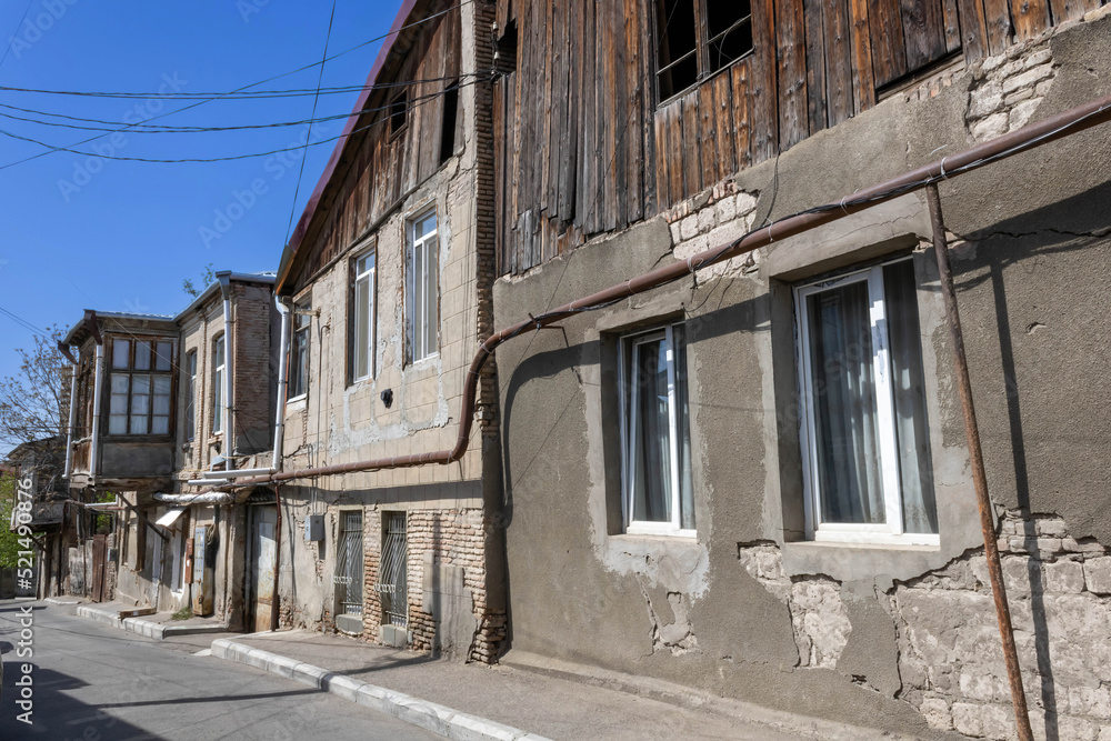 Old low-rise residential buildings on Samreklo Street, Tbilisi, Georgia