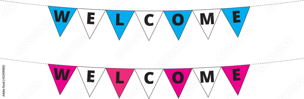 Banderín con la palabra Welcome. Icono vector Banderín con la palabra Welcome. Icono vector