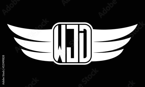 WJD three-letter Wing logo design. flying Vector template photo