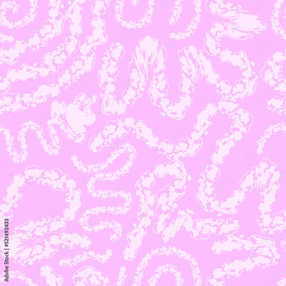 vector rough ethnic ripple white brush stroke lines seamless pattern on pink