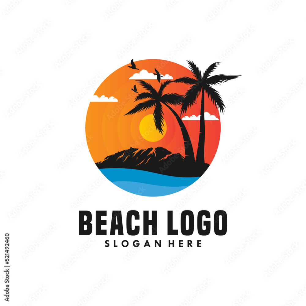 summer beach logo vector illustration summer beach logo vector illustration
