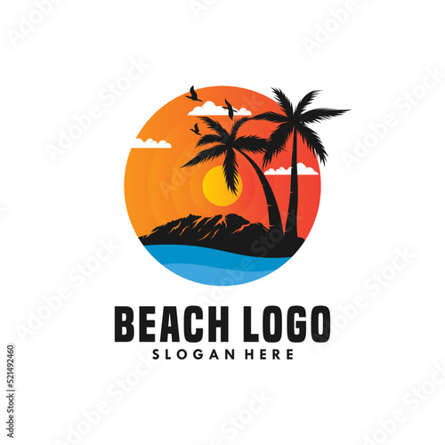 summer beach logo vector illustration