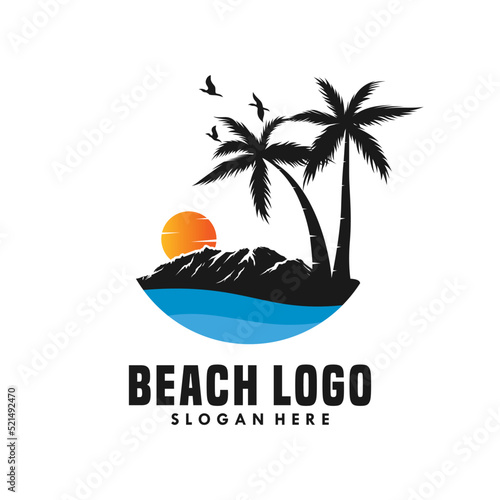 summer beach logo vector illustration