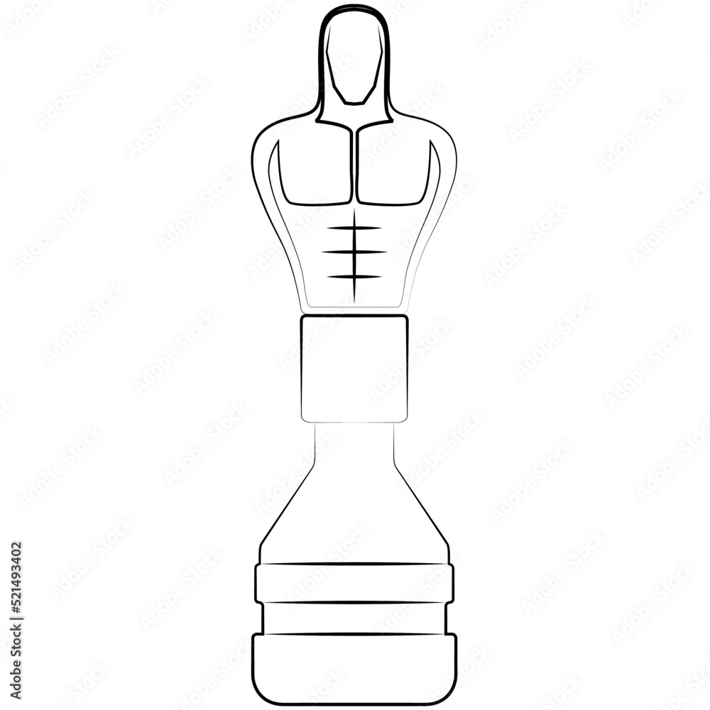 Boxing Punching ball with stand for box training sketch drawing, contour lines drawn body opponent bag sport equipment Boxing Punching ball with stand for box training sketch drawing, contour lines drawn body opponent bag sport equipment
