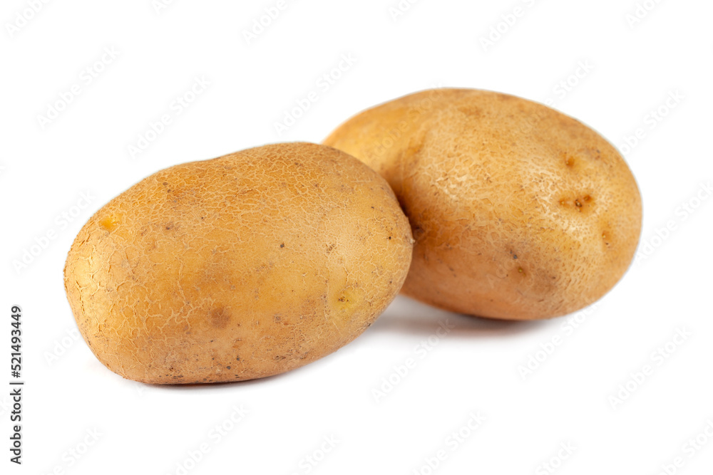 Two potatoes isolated on white background. root vegetable Two potatoes isolated on white background. root vegetable