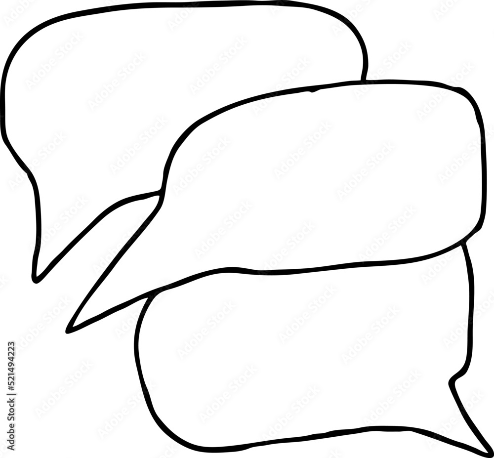 Speech bubble for chat communication symbol. Empty background balloon talk cloud for message chatting. Comic cartoon element. Hand drawn retro vintage vector illustration. Simple line drawing. Speech bubble for chat communication symbol. Empty background balloon talk cloud for message chatting. Comic cartoon element. Hand drawn retro vintage vector illustration. Simple line drawing.