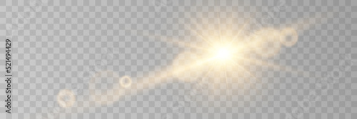Vector golden glow light bling effect. Glow lens glare. Stock royalty free vector illustration	