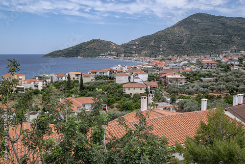 Paralia Tyrou (Tyros), an attractive resort town, located under Parnon mountain and by Myrtoan sea, Peloponnese, Greece