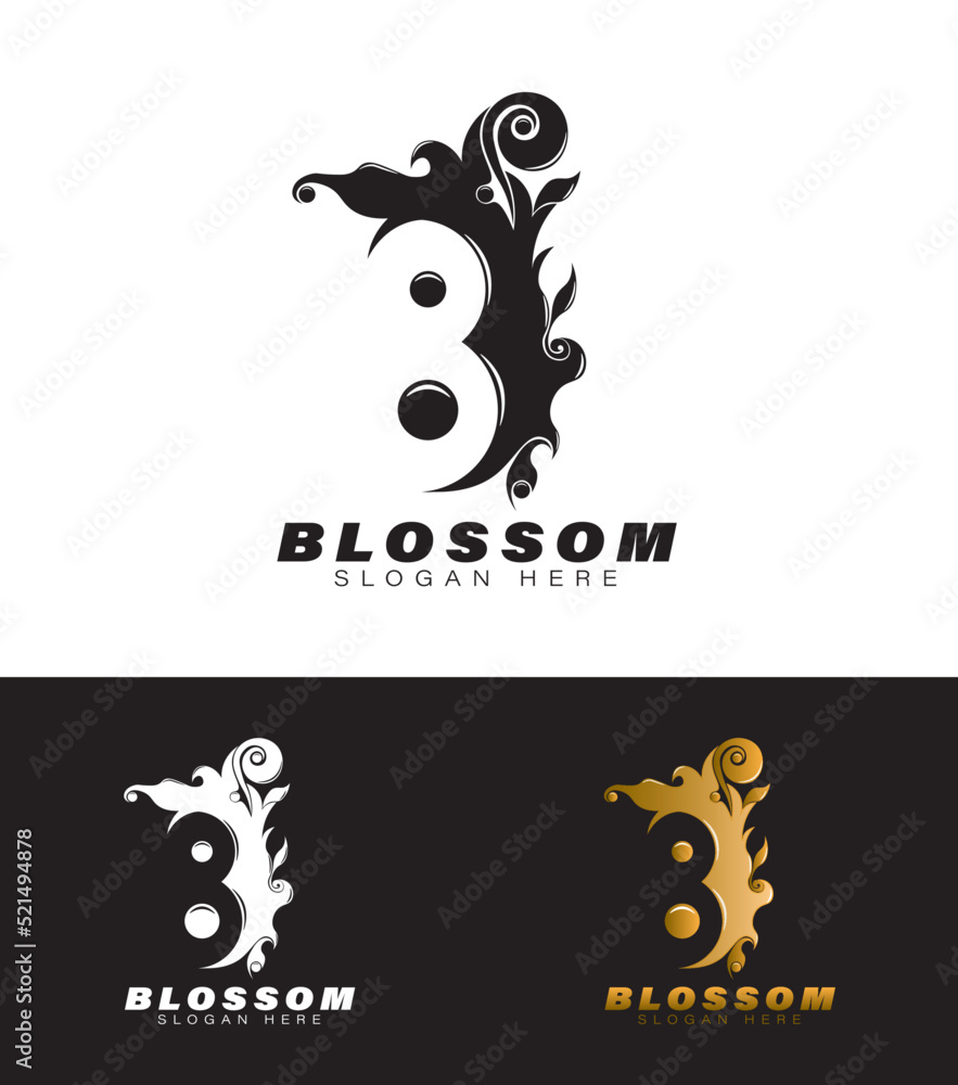 Abstract Floral Logo Design Vector Illustrator Art