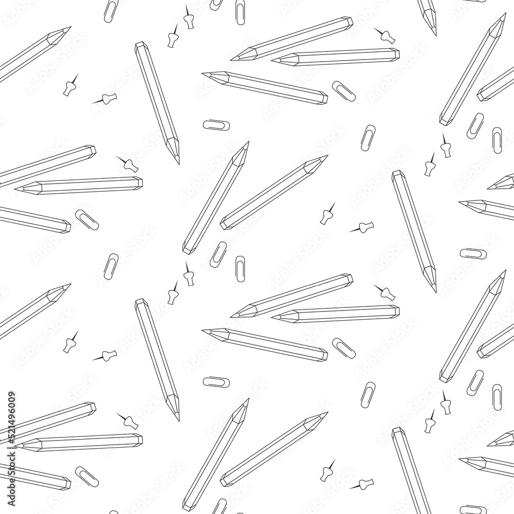 Seamless vector white background with black drawn pencils