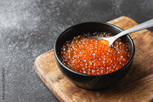 Salmon caviar in a bowl