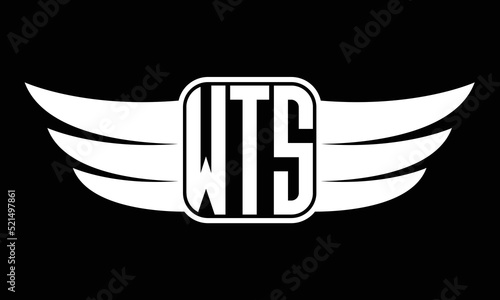 WTS three-letter Wing logo design. flying Vector template photo