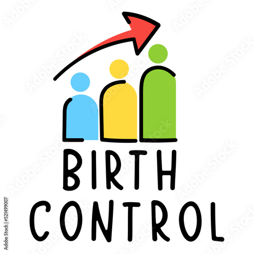 Flat doodle control population icon