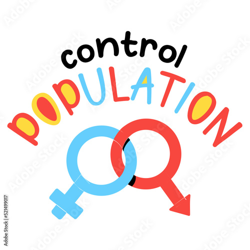 Flat doodle control population icon