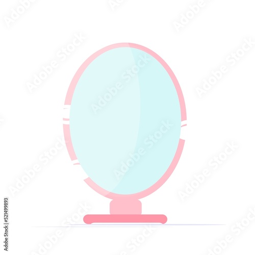 Pink mirror on white background.