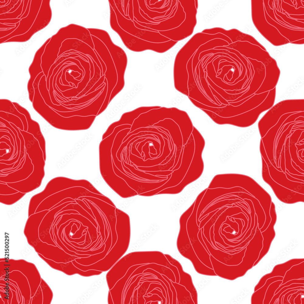 Red big roses, stripes seamless pattern design. Red big roses, stripes seamless pattern design.