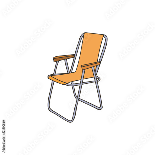 Folding chair colorful doodle illustration. Portable chair colorful illustration in vector. Deckchair illustration in vector.