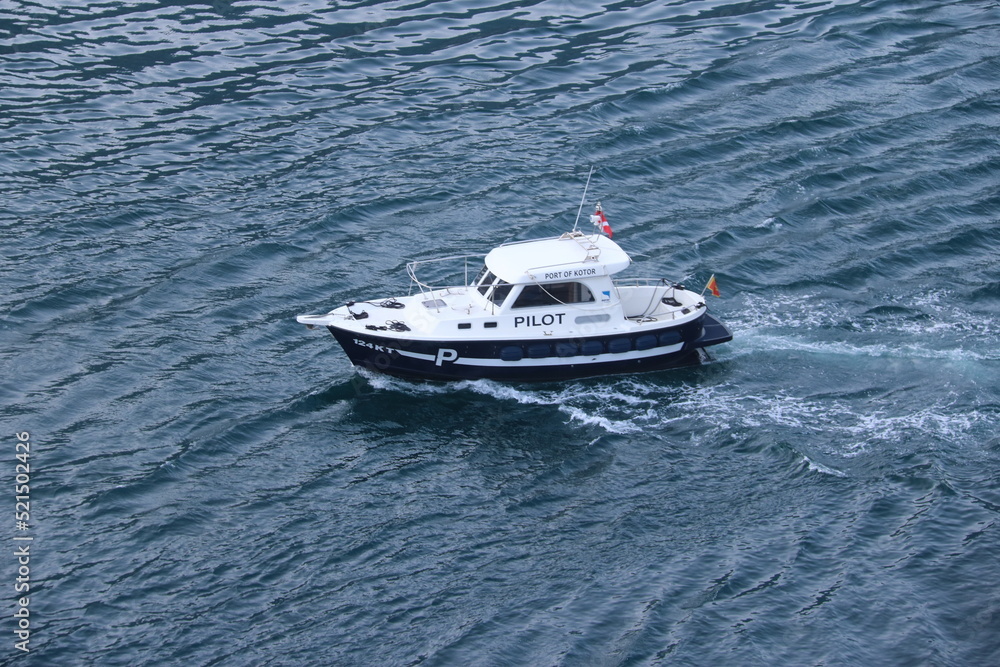 Cruise Ship Pilot Boat in Port of Kotor Cruise Ship Pilot Boat in Port of Kotor