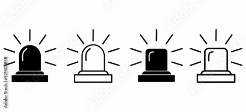 siren vector set. Red and blue sirens, flashers ambulances. Icons for alarm or emergency isolated on white background 