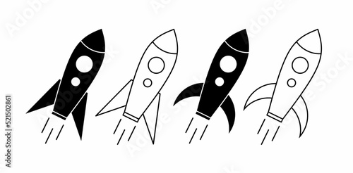 rocket icon set isolated on white background