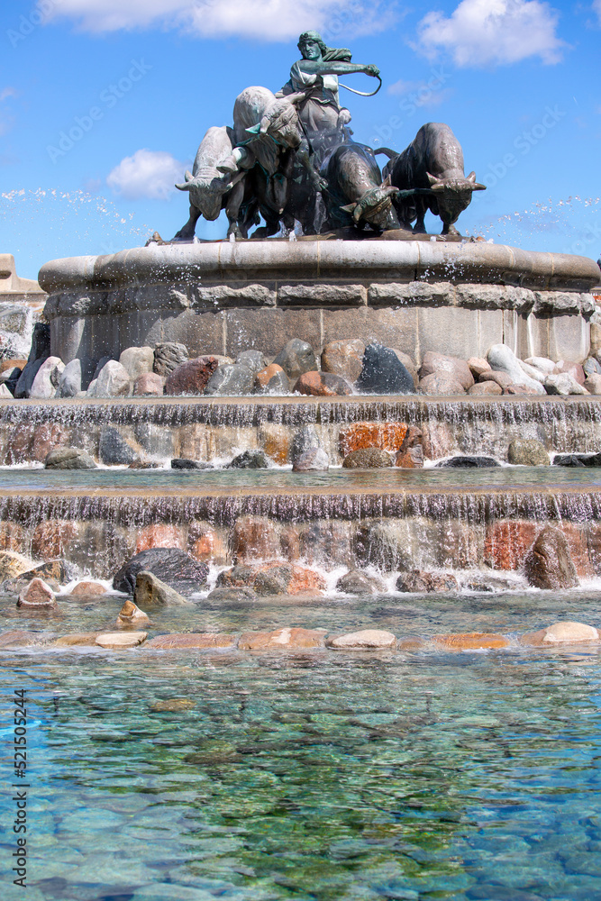 Gefion Fountain located in port in Nordre Toldbod area next to Kastellet, Copenhagen, Denmark