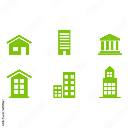 green building icon or symbol set design