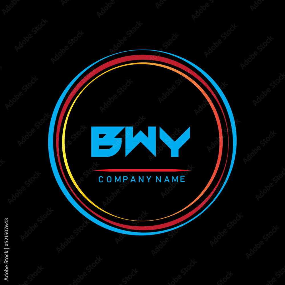 Vecteur Stock B W Y ,B W Y alphabet letter design with creative circle ...