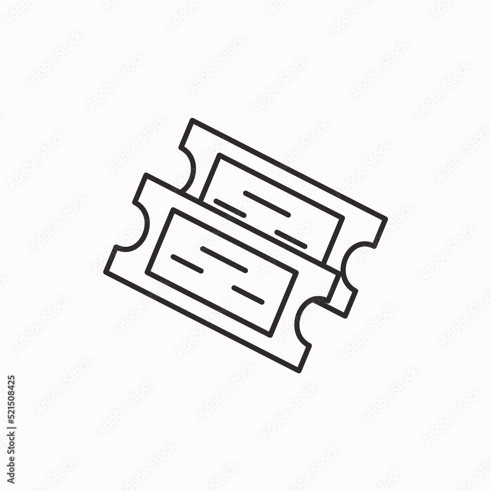 Ticket icon in trendy flat design. Ticket icon vector. Line raffle ticket symbol. Trendy flat outline ui sign design. Thin linear graphic pictogram for web site, mobile application. Logo illustration. Ticket icon in trendy flat design. Ticket icon vector. Line raffle ticket symbol. Trendy flat outline ui sign design. Thin linear graphic pictogram for web site, mobile application. Logo illustration.