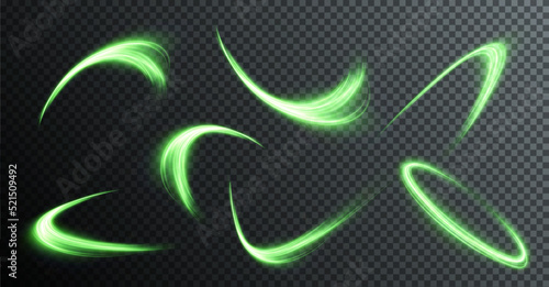 Light green Twirl. Curve light effect of green  line. Luminous green circle. Light green pedistal, podium, platform, table. Vector PNG.	
