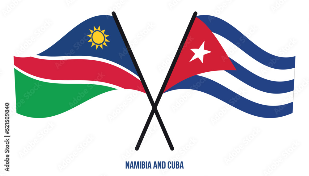 Fototapeta premium Namibia and Cuba Flags Crossed And Waving Flat Style. Official Proportion. Correct Colors.