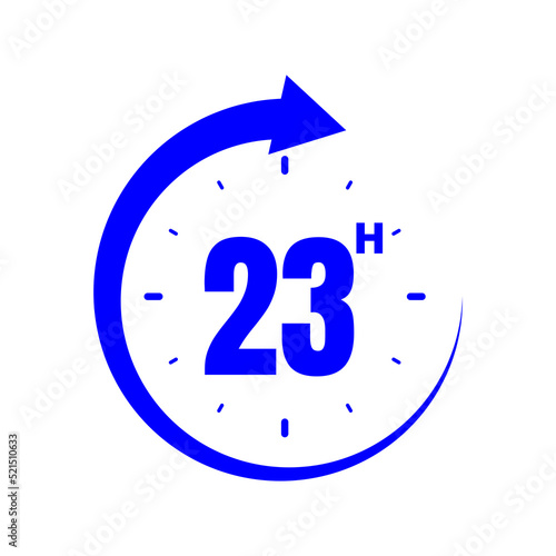 23 hours, icon symbol blue, time, o'clock Twenty three 