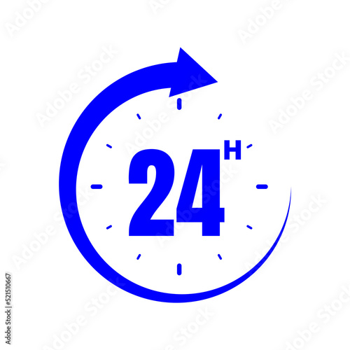 24 hours, icon symbol blue, time, o'clock Twenty four 