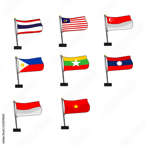 southeast asia country flag illustration set design photo