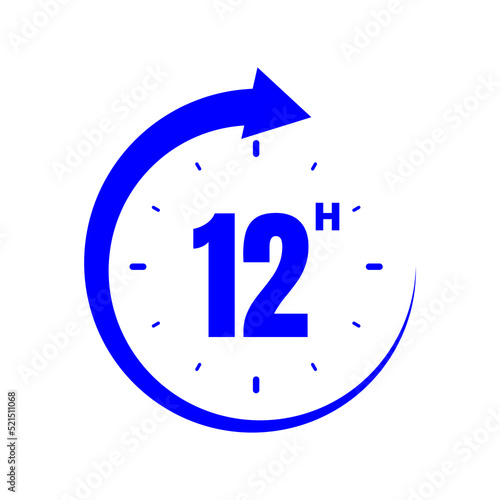 12 hours, icon symbol blue, time, o'clock Twelve
