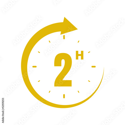 2 hours, icon symbol yellow, time, o'clock Two