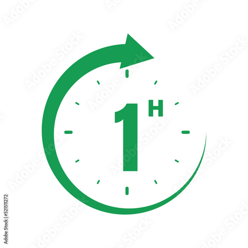  1hours, icon symbol Green, time, o'clock one