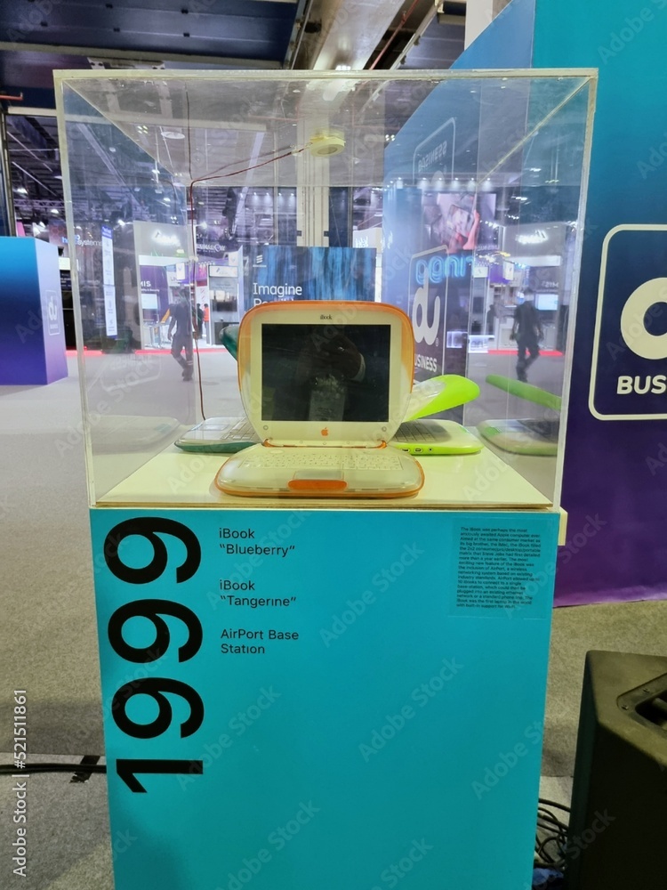 Apple kiosk at gitex technology week showing different generations of