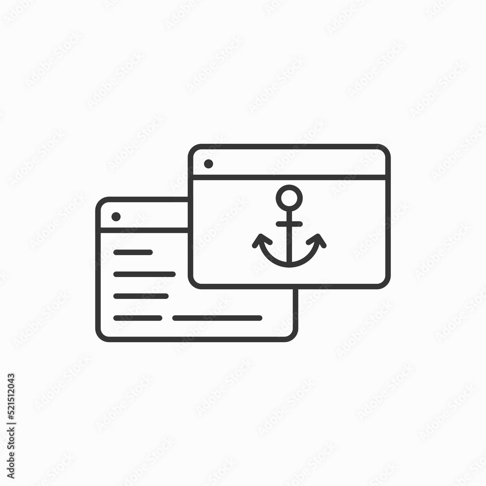 Anchor text icon. vector illustration isolated on white background Anchor text icon. vector illustration isolated on white background
