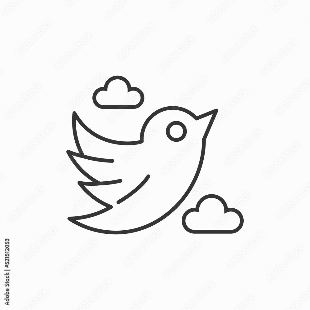 Bird and clouds vector icon. line flat sign for mobile concept and web design. Flying bird in the sky simple line icon. Symbol, logo illustration. Pixel perfect vector graphics Bird and clouds vector icon. line flat sign for mobile concept and web design. Flying bird in the sky simple line icon. Symbol, logo illustration. Pixel perfect vector graphics