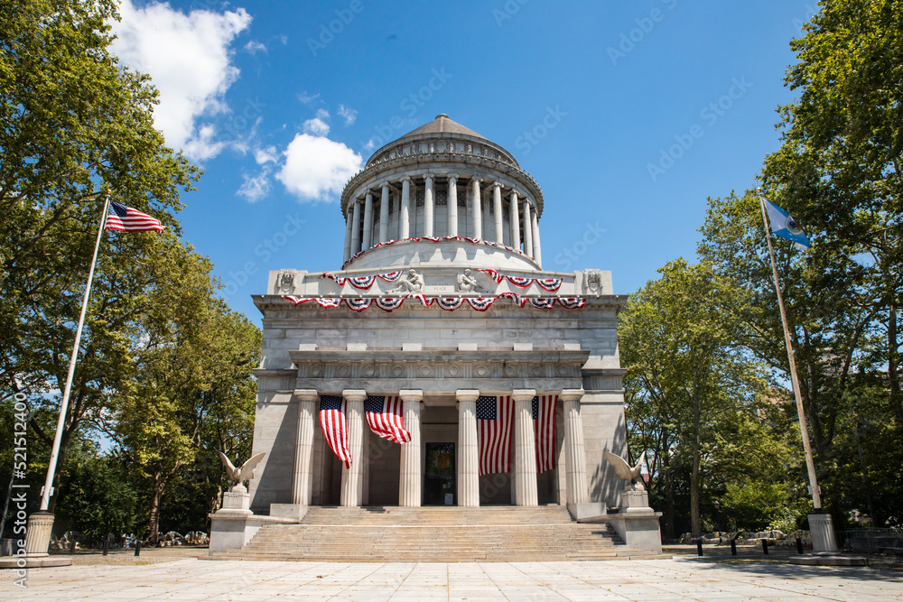 Exterior view of historic Grants Tombs in New York City Manhattan