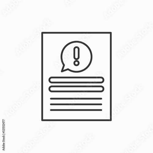 Report document icon. Paper document icon. Linear File icon. Paper document icon. Isolated Black symbol. Vector illustration on white background.