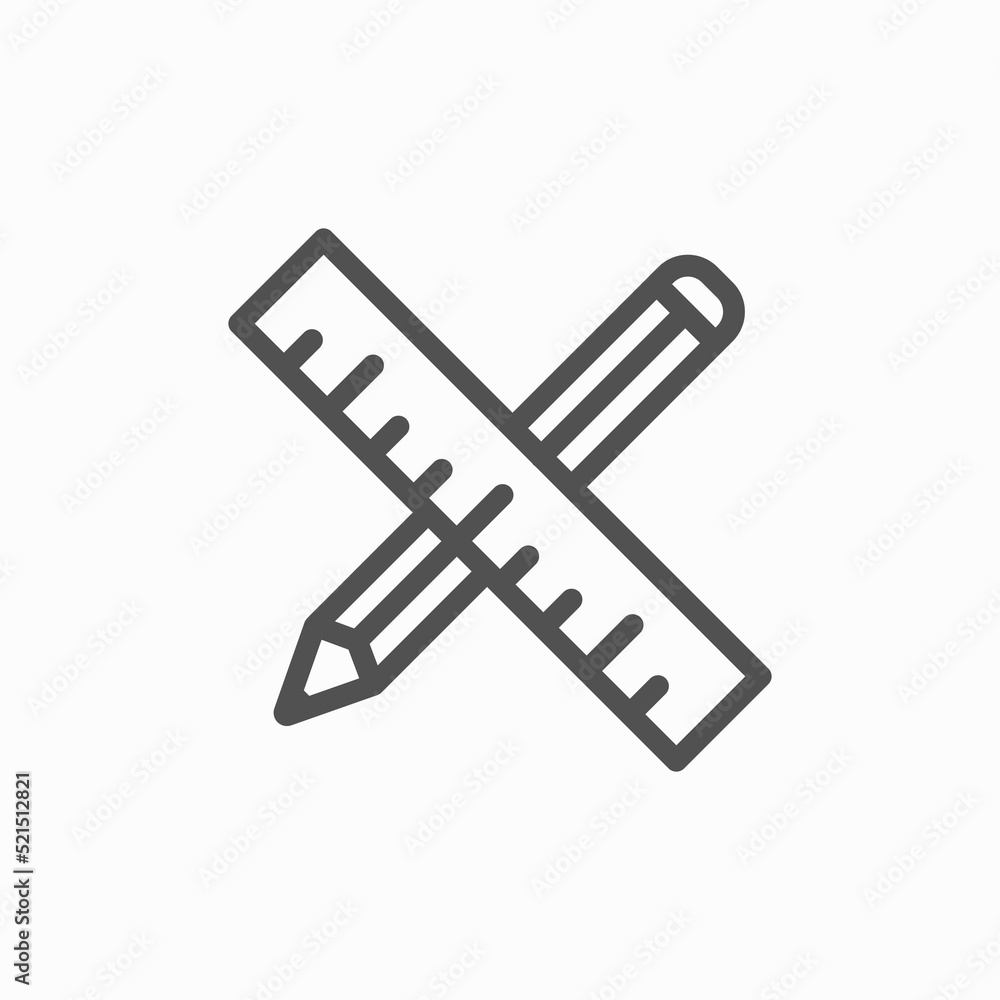 Pencil and ruler icon in trendy outline style design. Vector graphic illustration. Pencil and ruler icon in trendy outline style design. Vector graphic illustration.