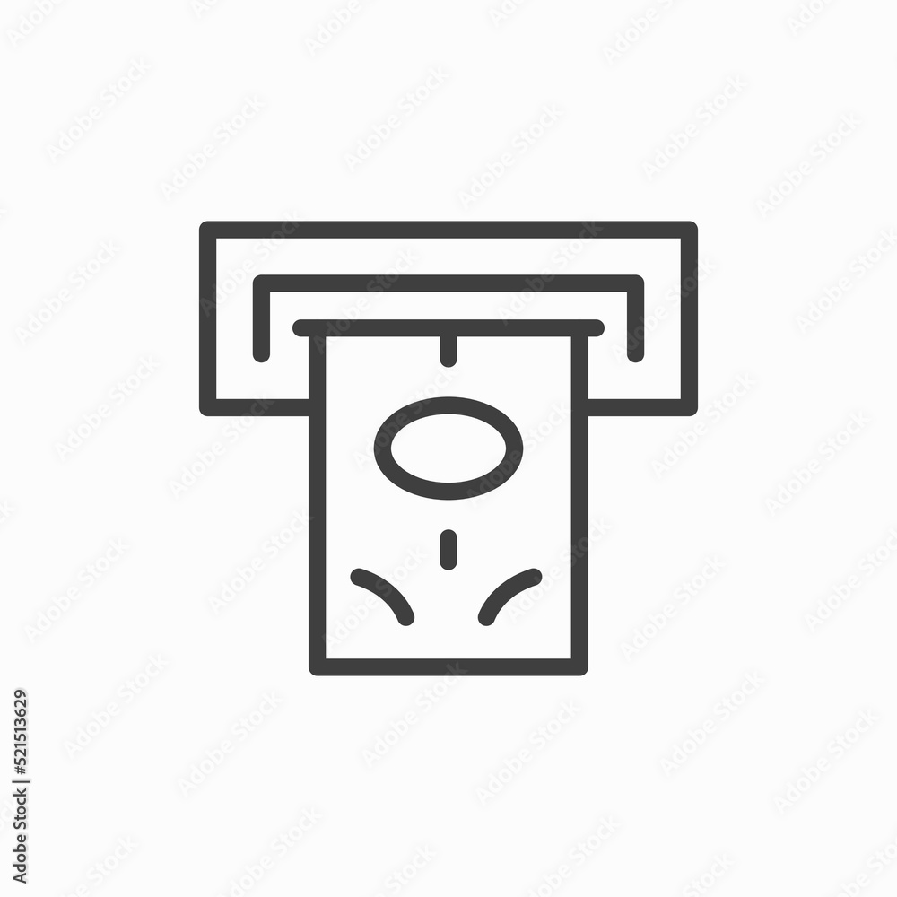 Atm cash icon linear style pictogram isolated on white background. Atm cash icon linear style pictogram isolated on white background.