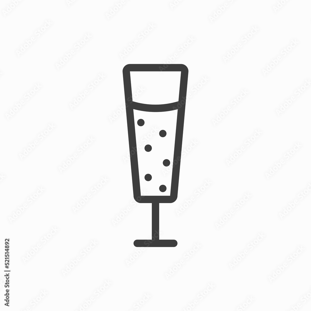Flat icon a glass of alcoholic beverages. champagne glass icon. Flat icon a glass of alcoholic beverages. champagne glass icon.