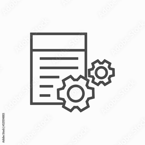 Data process in progress. Document with gears. Stock vector illustration isolated on white background © fanisa