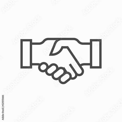 handshake line icon, outline vector sign, linear style pictogram isolated on white. Agreement, Shaking hands symbol