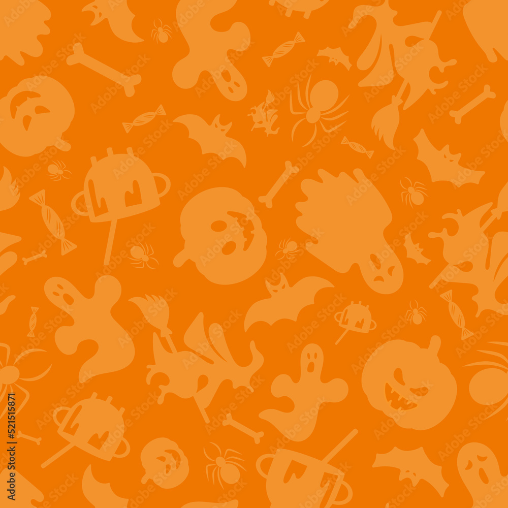halloween seamless pattern banner on orange background
