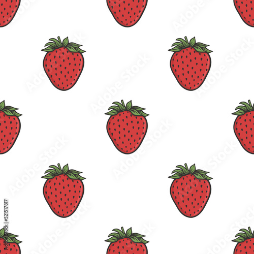 vector graphic seamless pattern with strawberry berry